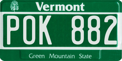 VT license plate POK882