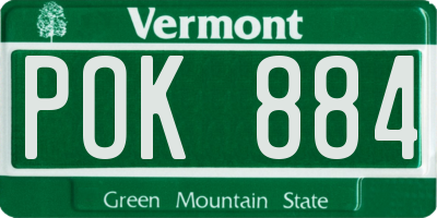 VT license plate POK884