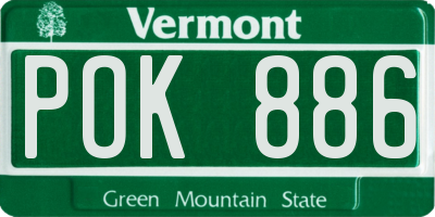 VT license plate POK886