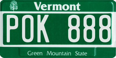 VT license plate POK888