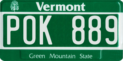 VT license plate POK889