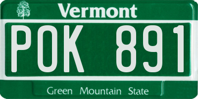 VT license plate POK891