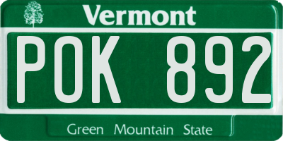VT license plate POK892