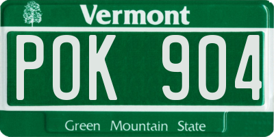 VT license plate POK904