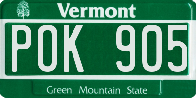 VT license plate POK905