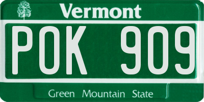 VT license plate POK909