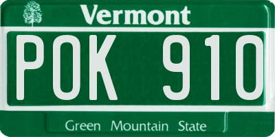 VT license plate POK910