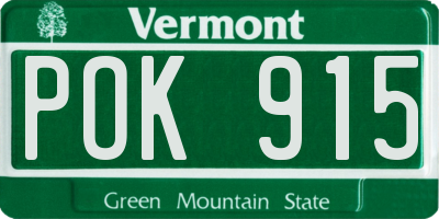 VT license plate POK915