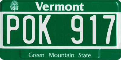 VT license plate POK917