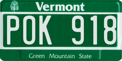 VT license plate POK918