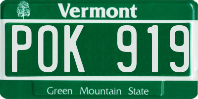 VT license plate POK919