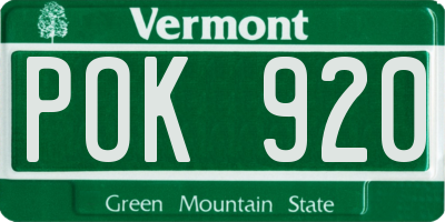 VT license plate POK920