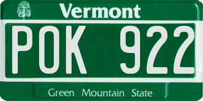 VT license plate POK922