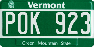 VT license plate POK923