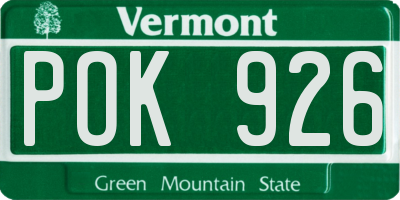 VT license plate POK926