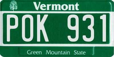 VT license plate POK931
