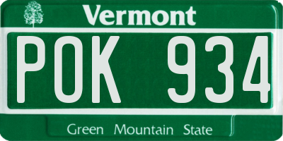 VT license plate POK934
