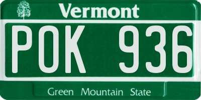 VT license plate POK936