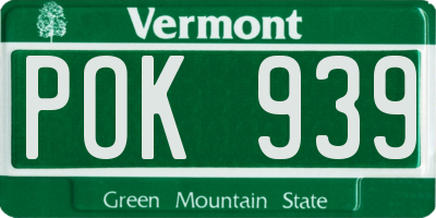 VT license plate POK939
