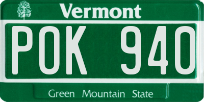 VT license plate POK940