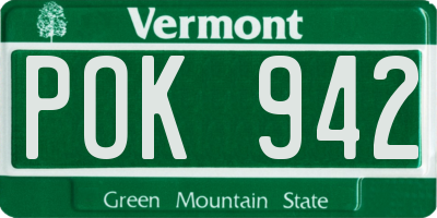 VT license plate POK942