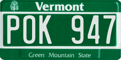 VT license plate POK947