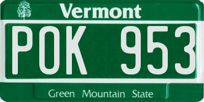 VT license plate POK953