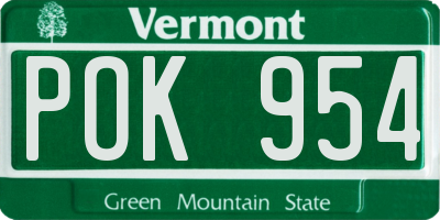 VT license plate POK954