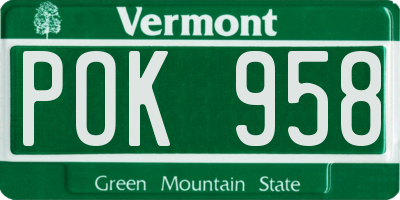VT license plate POK958