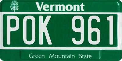 VT license plate POK961