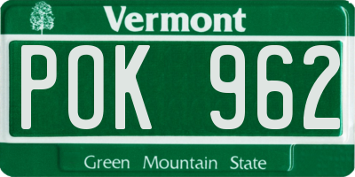 VT license plate POK962