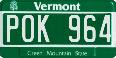 VT license plate POK964