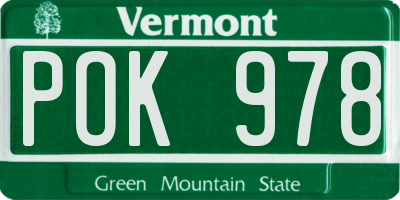 VT license plate POK978
