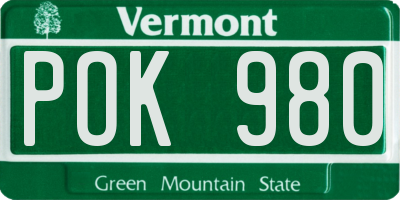 VT license plate POK980