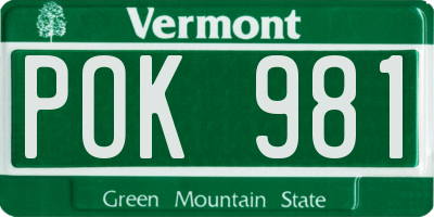 VT license plate POK981
