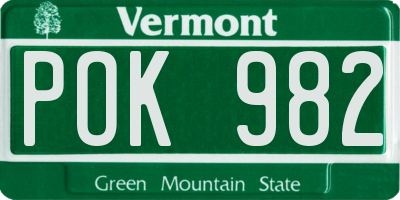 VT license plate POK982