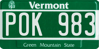 VT license plate POK983