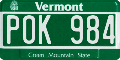 VT license plate POK984