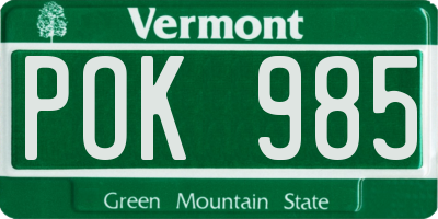 VT license plate POK985