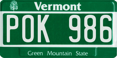 VT license plate POK986
