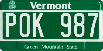 VT license plate POK987