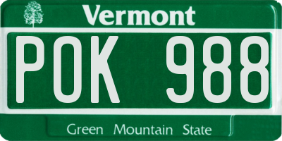 VT license plate POK988