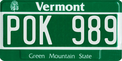 VT license plate POK989