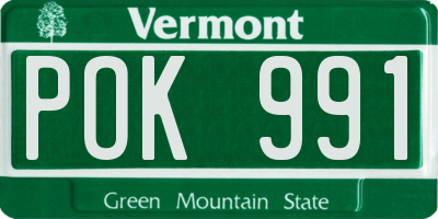 VT license plate POK991