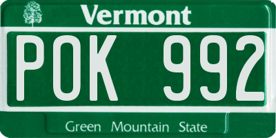 VT license plate POK992