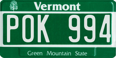 VT license plate POK994
