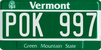 VT license plate POK997