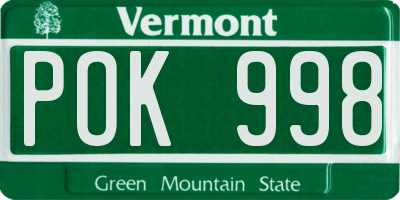 VT license plate POK998