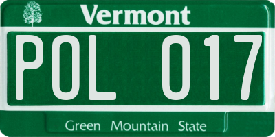 VT license plate POL017