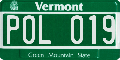 VT license plate POL019